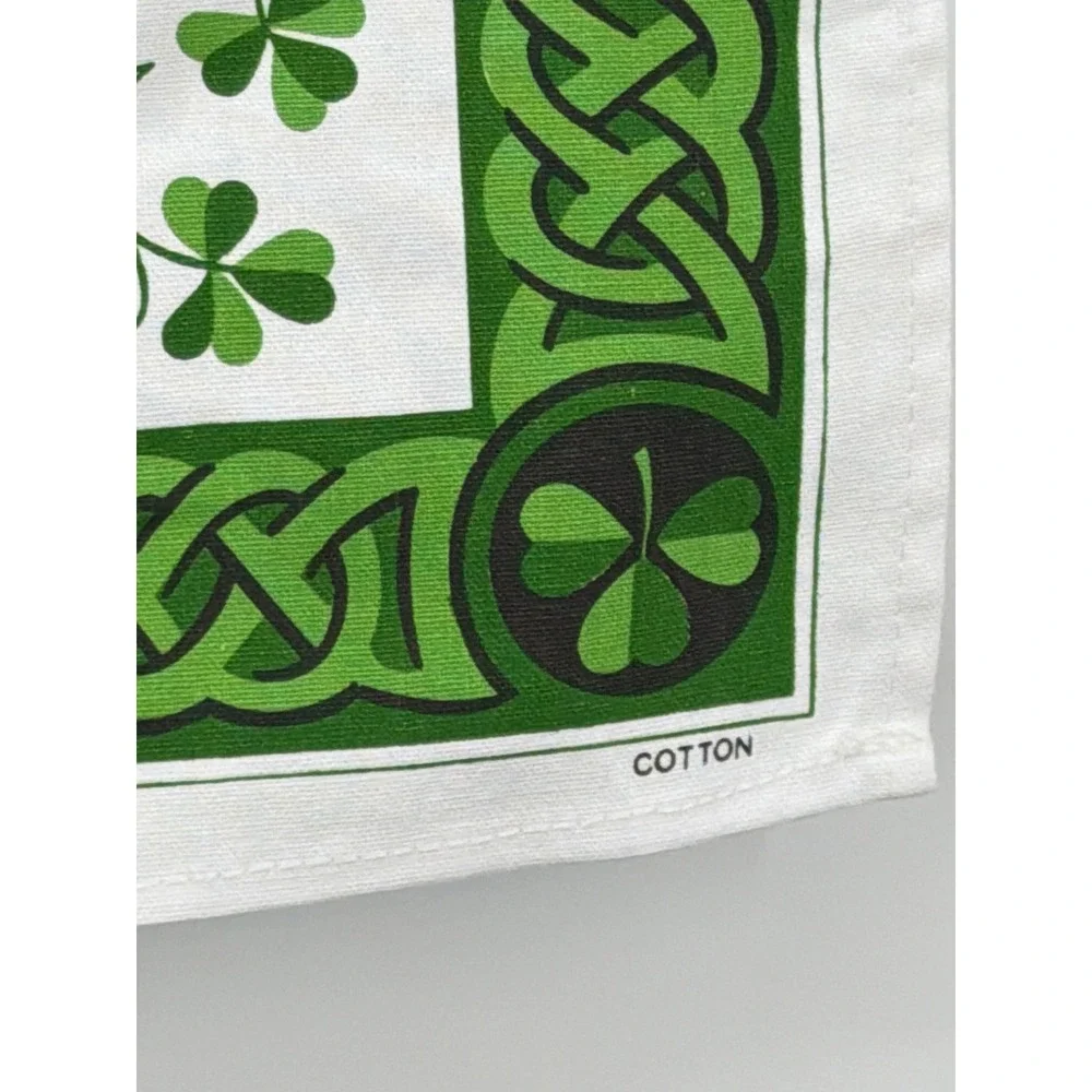 Vintage Irish Cabin Tea Towel I've Got Irish Roots Cotton Shamrock Celtic